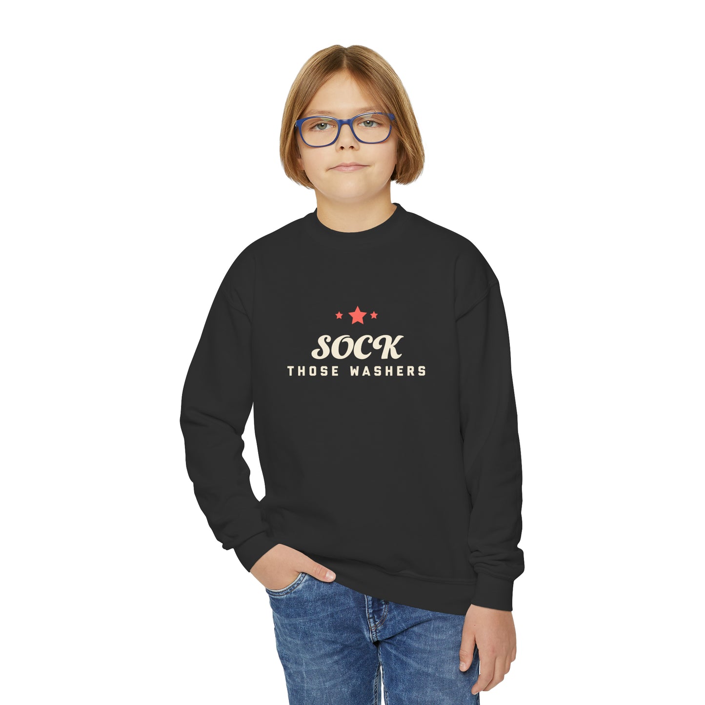 Sock Those Washers! Youth Crewneck Sweatshirt